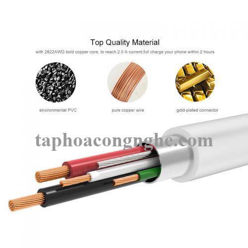 Ugreen 10851 3M màu Trắng Cáp sạc truyền dữ liệu USB 2.0 sang MICRO USB lõi đồng US125 30010851